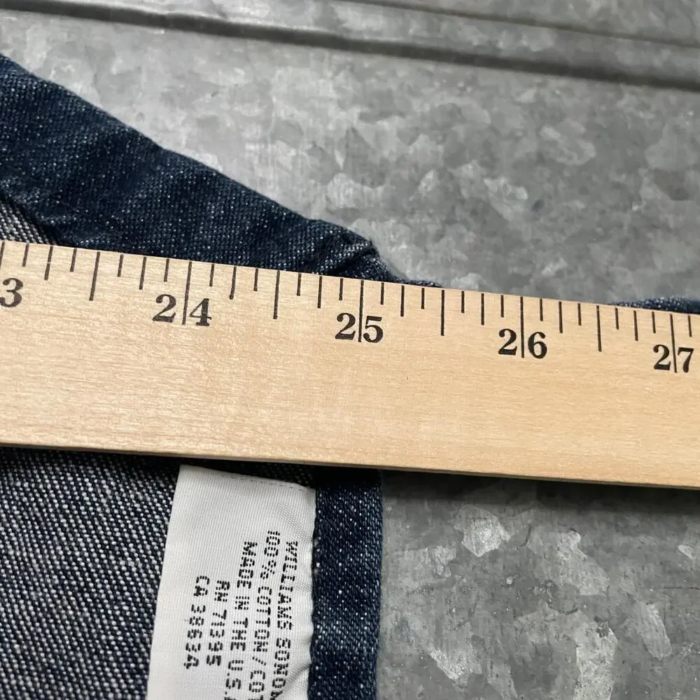 Williams Sonoma Denim Apron Dark Blue 100% Cotton Made in USA Unisex Pockets O/S